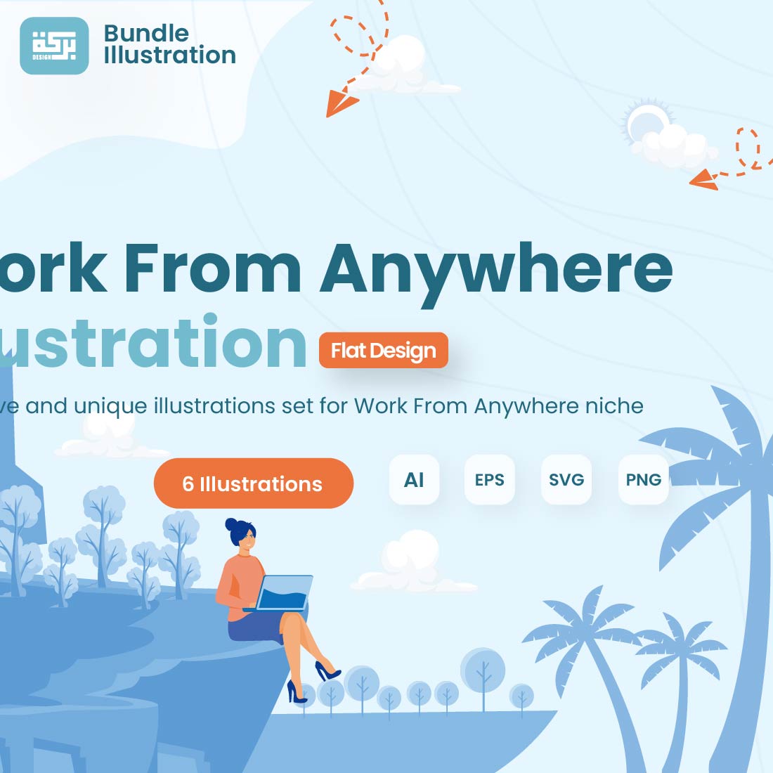 Work From Anywhere Illustration Design cover image.