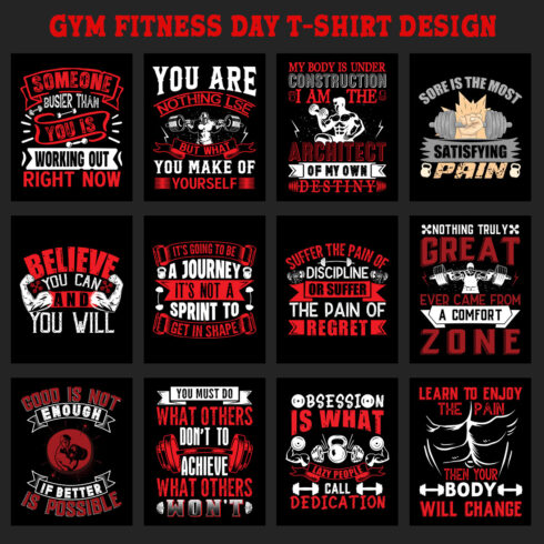 Gym Fitness T Shirt Design Bundle V 3 cover image.