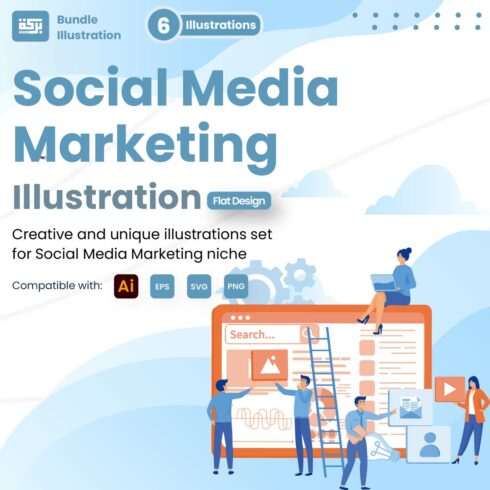 Illustration of Social Media Marketing cover image.