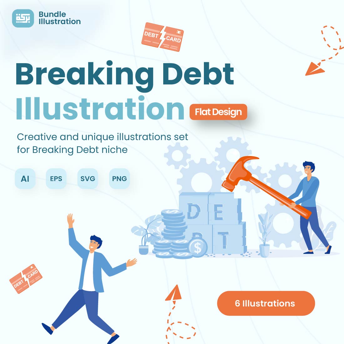 Illustration Design Breaking Debt cover image.