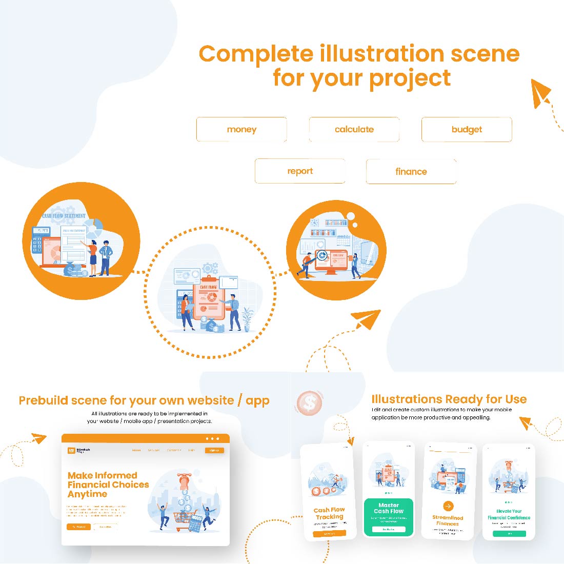 Cash Flow Report Management Illustration Design preview image.