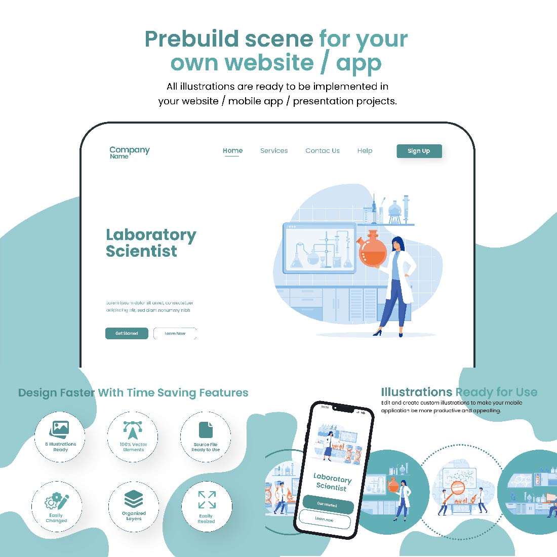 Laboratory Scientist Illustration Design preview image.
