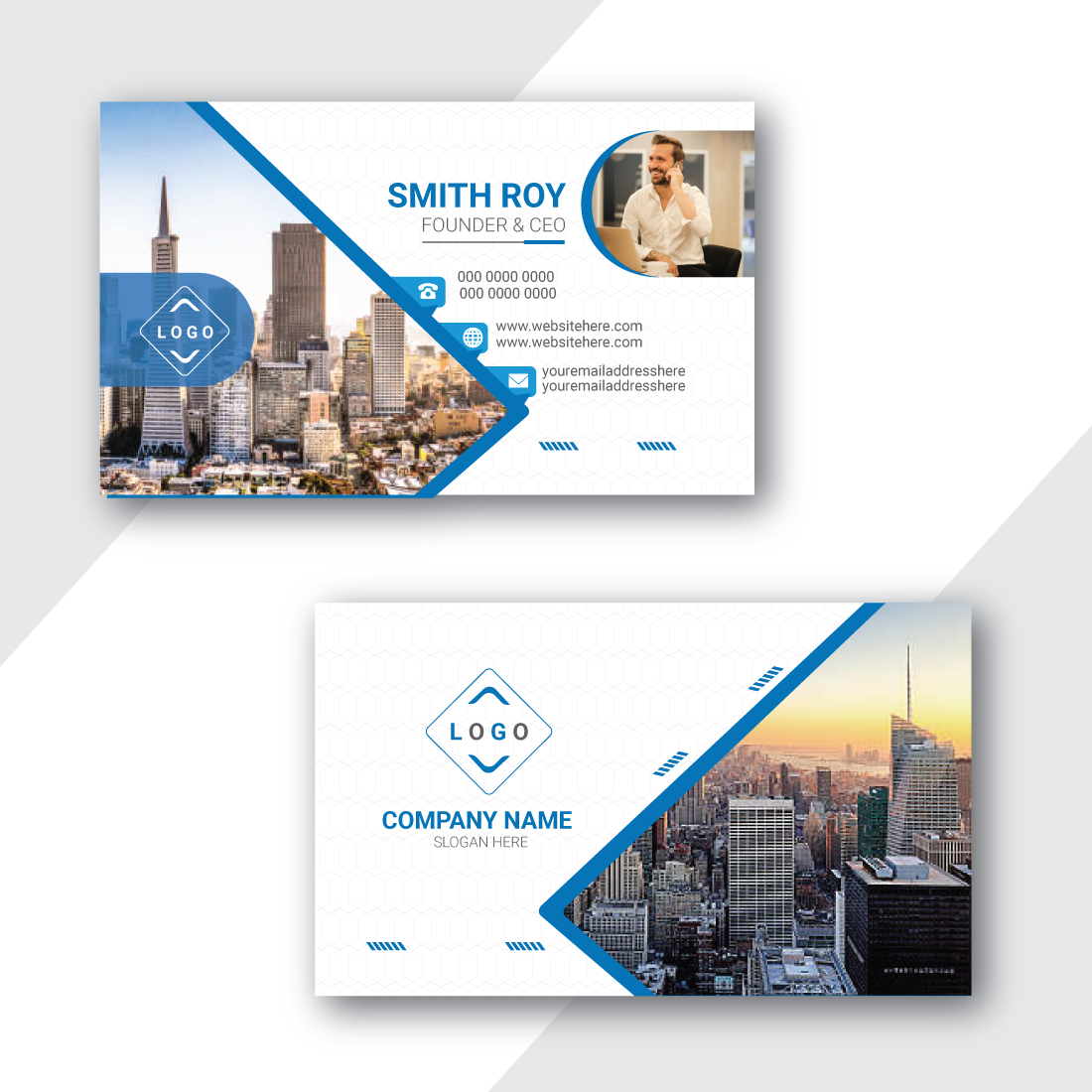 Corporate and Modern Business Card Template preview image.