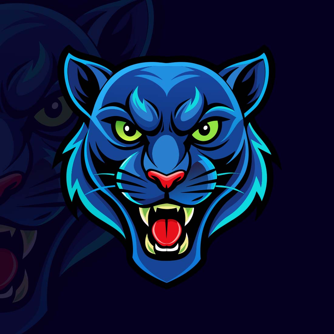 Blue Panther Mascot Logo Vector preview image.