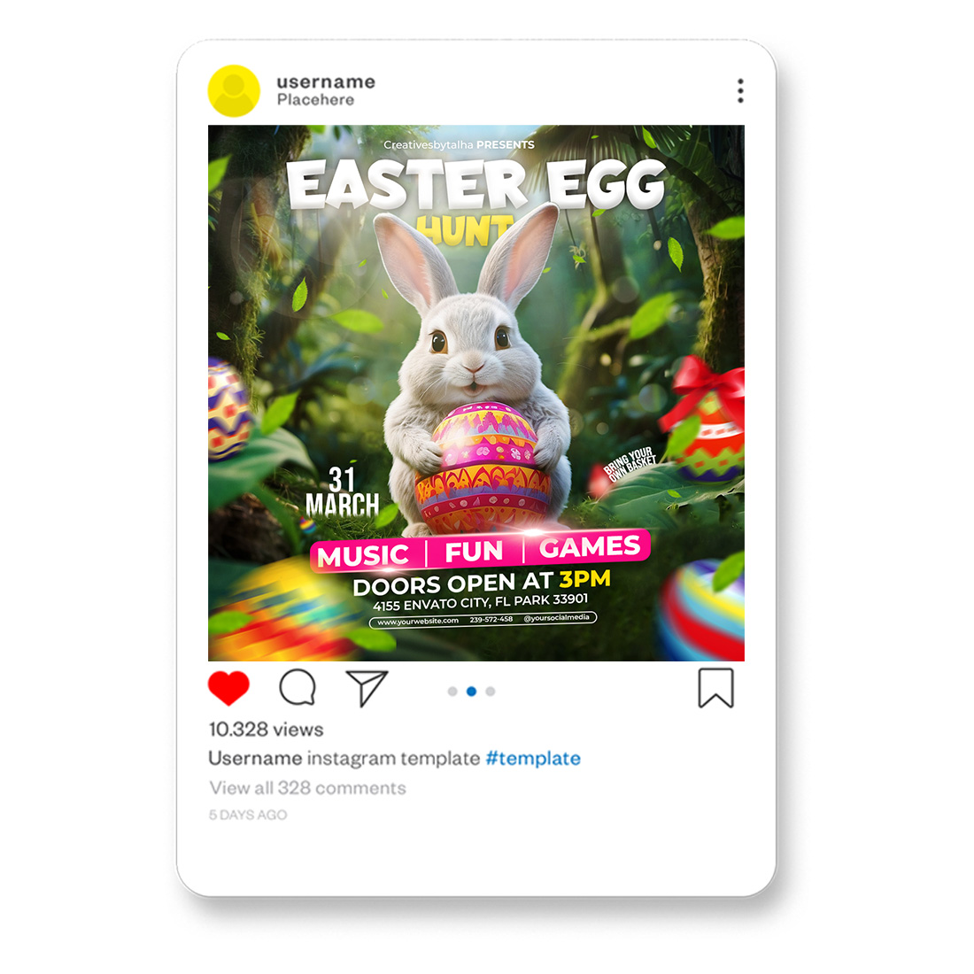 Easter Egg Hunt Event Flyer Template preview image.