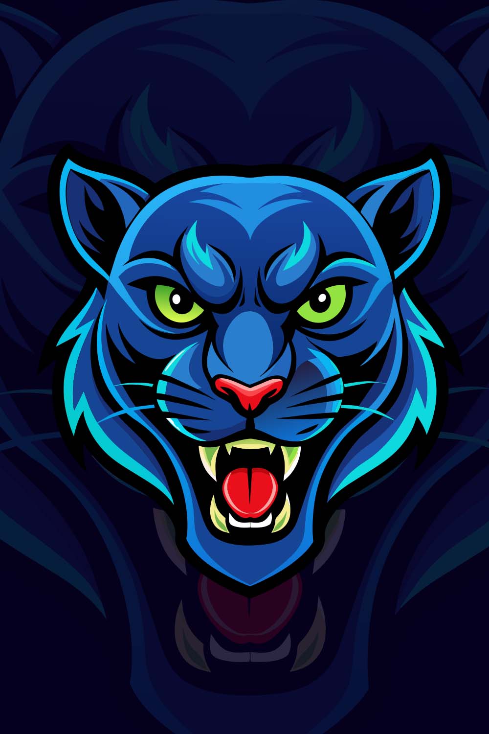 Blue Panther Mascot Logo Vector pinterest preview image.