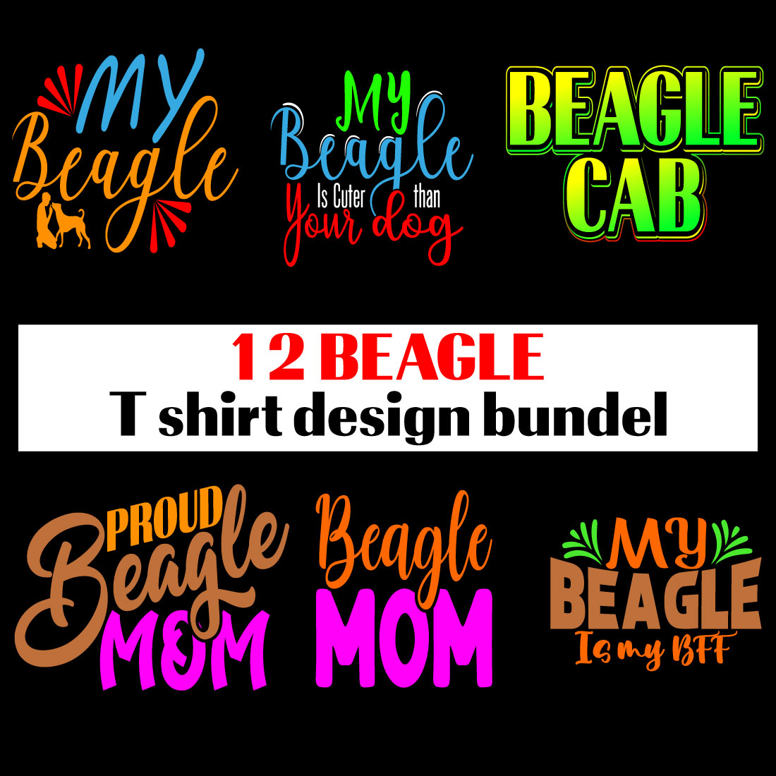 Beagle Dog t shirt design bundel preview image.