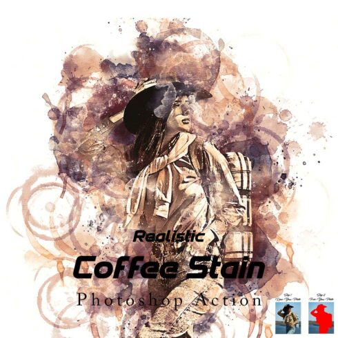 Realistic Coffee Stain Photoshop Action cover image.