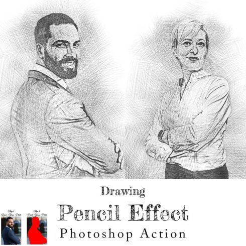 Drawing Pencil Effect Photoshop Action cover image.