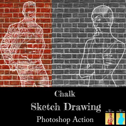 Chalk Sketch Drawing Photoshop Action cover image.