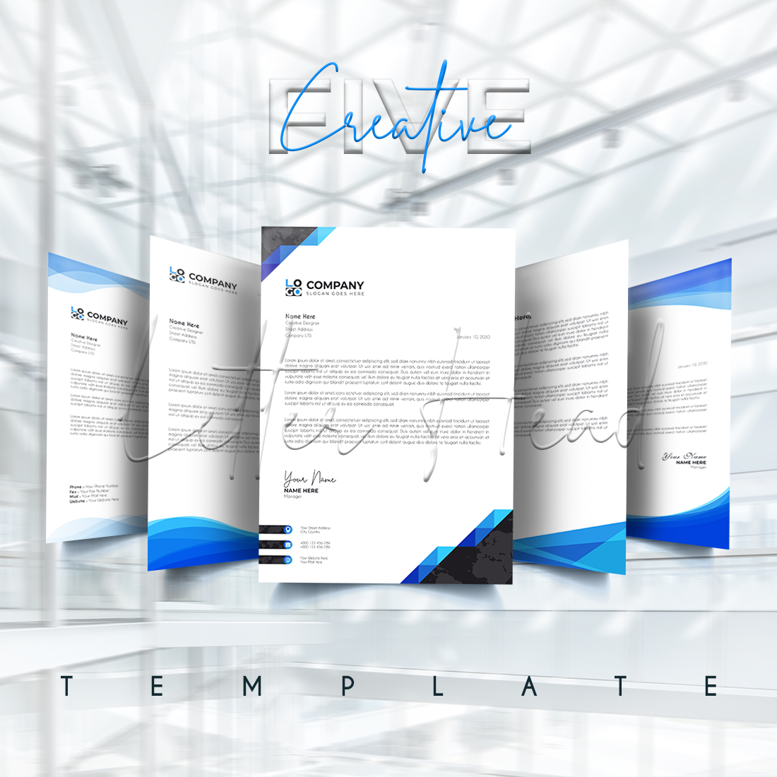 Professional corporate business letter head template preview image.