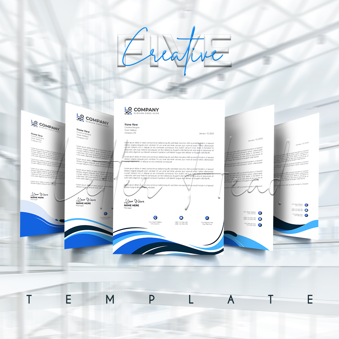 Professional Corporate Business Letter Head Template preview image.