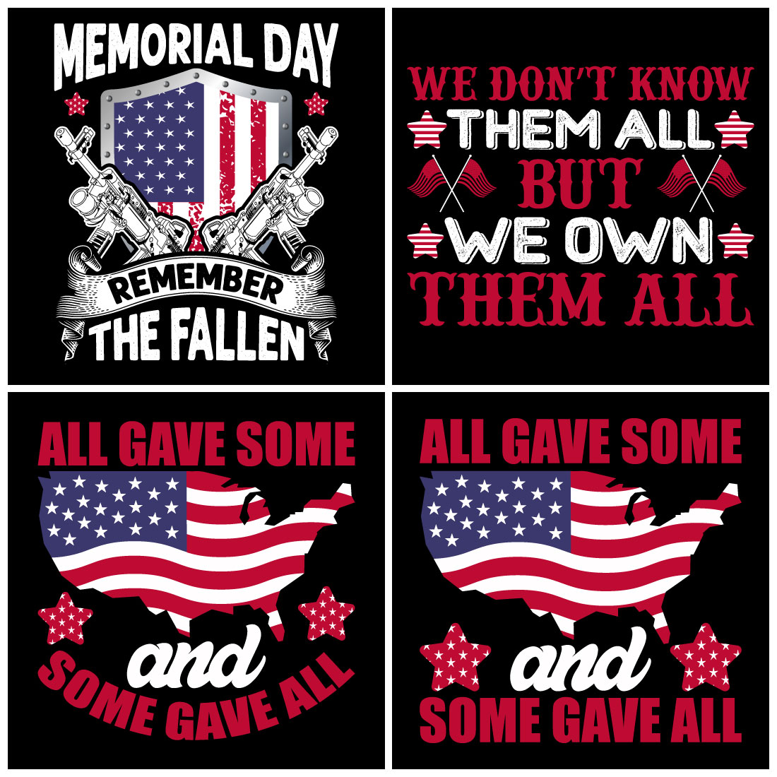Premium Memorial Day Typography And Graphics T Shirt Design Bundle preview image.