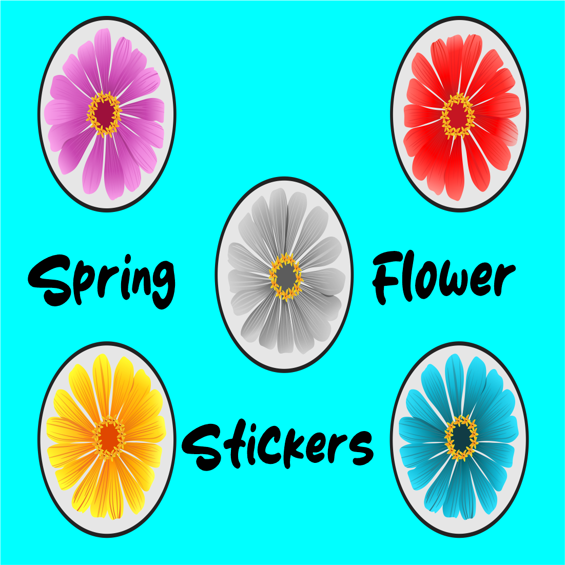 spring flower stickers preview image.