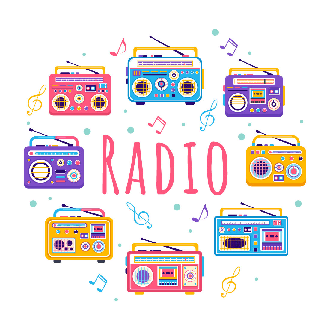 10 Radio Vector Illustration preview image.
