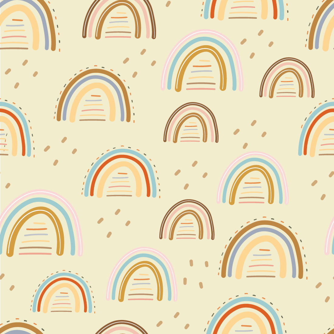 Rainbow Doodle Seamless Pattern preview image.