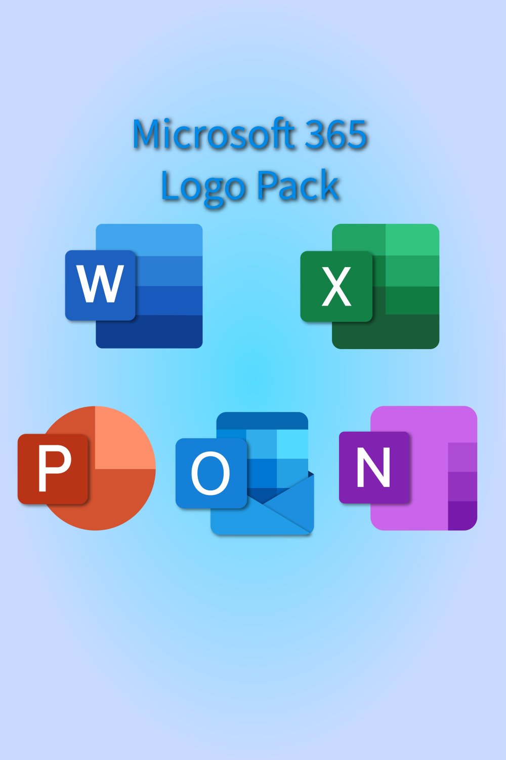 Microsoft 365 Logos Pack pinterest preview image.