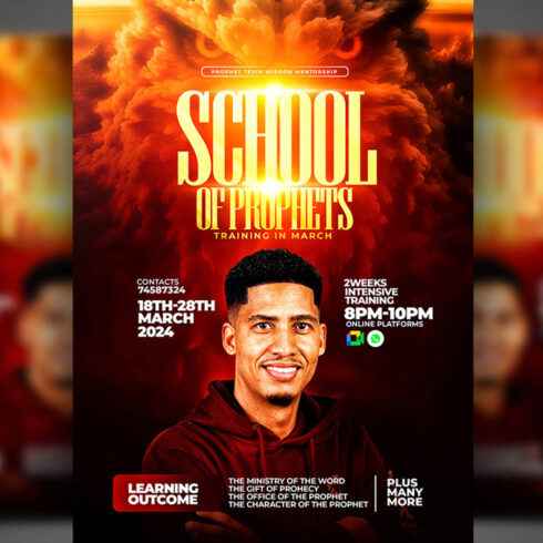 school of prophets church Flyer Template cover image.