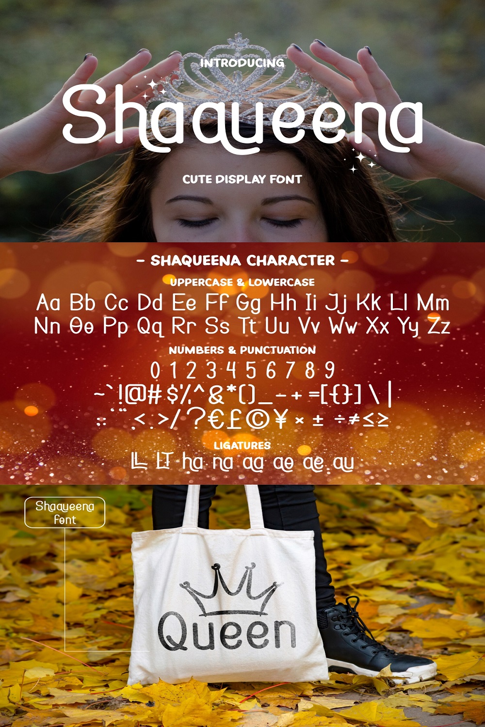 Shaqueena - Cute Display Font pinterest preview image.