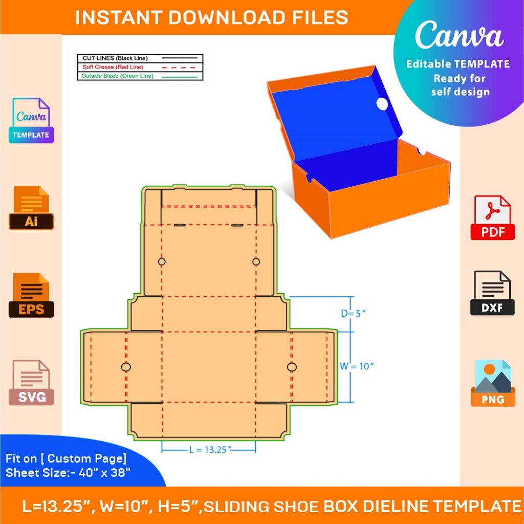 Reverse tuck end box dieline and packaging design template, diecut and ...