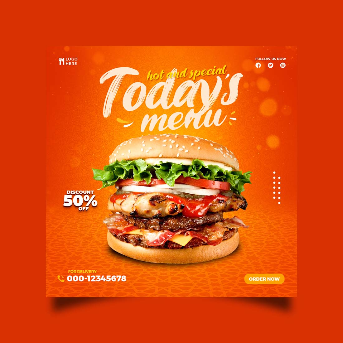 Food social media promotion and instagram banner post design preview image.