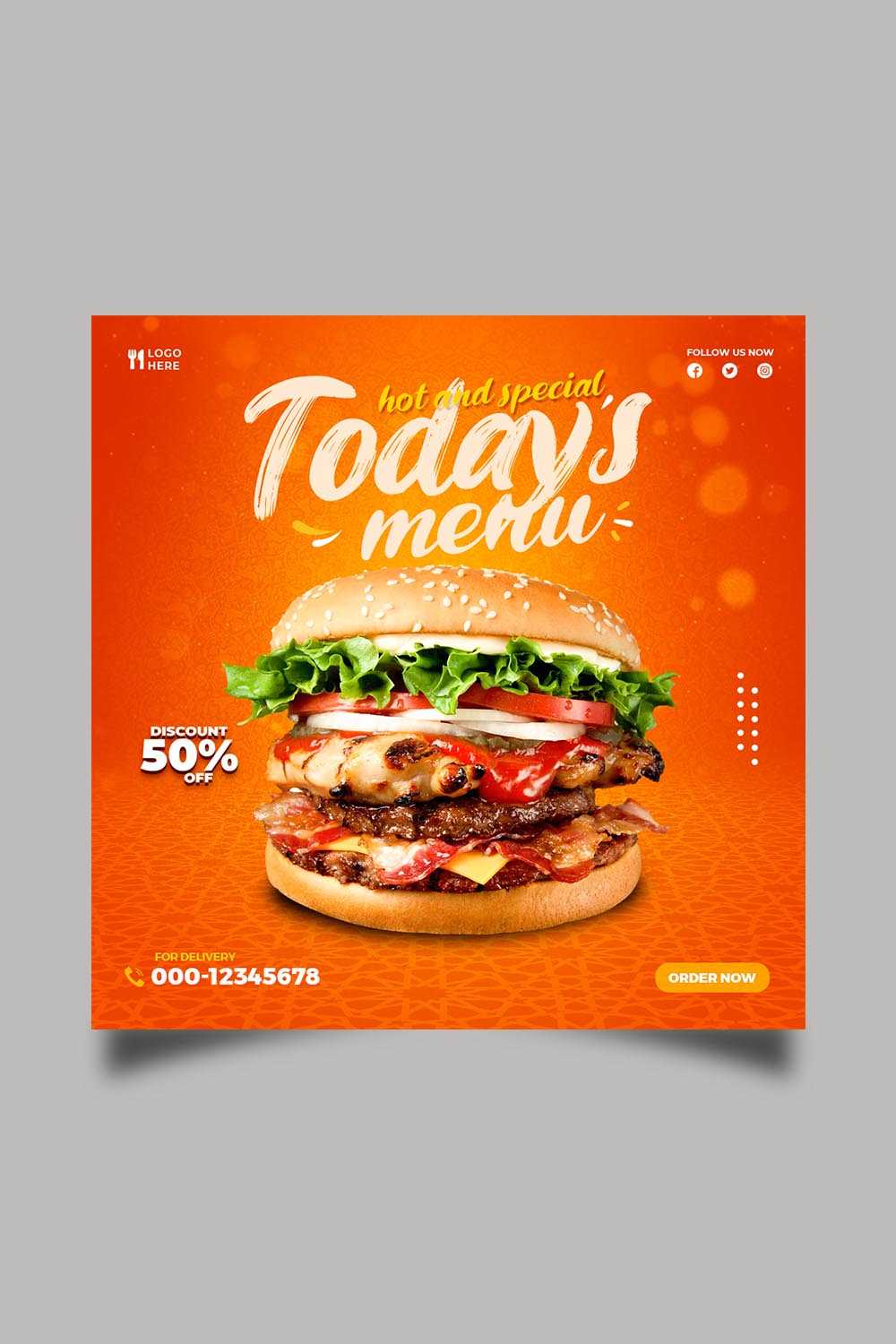 Food social media promotion and instagram banner post design pinterest preview image.