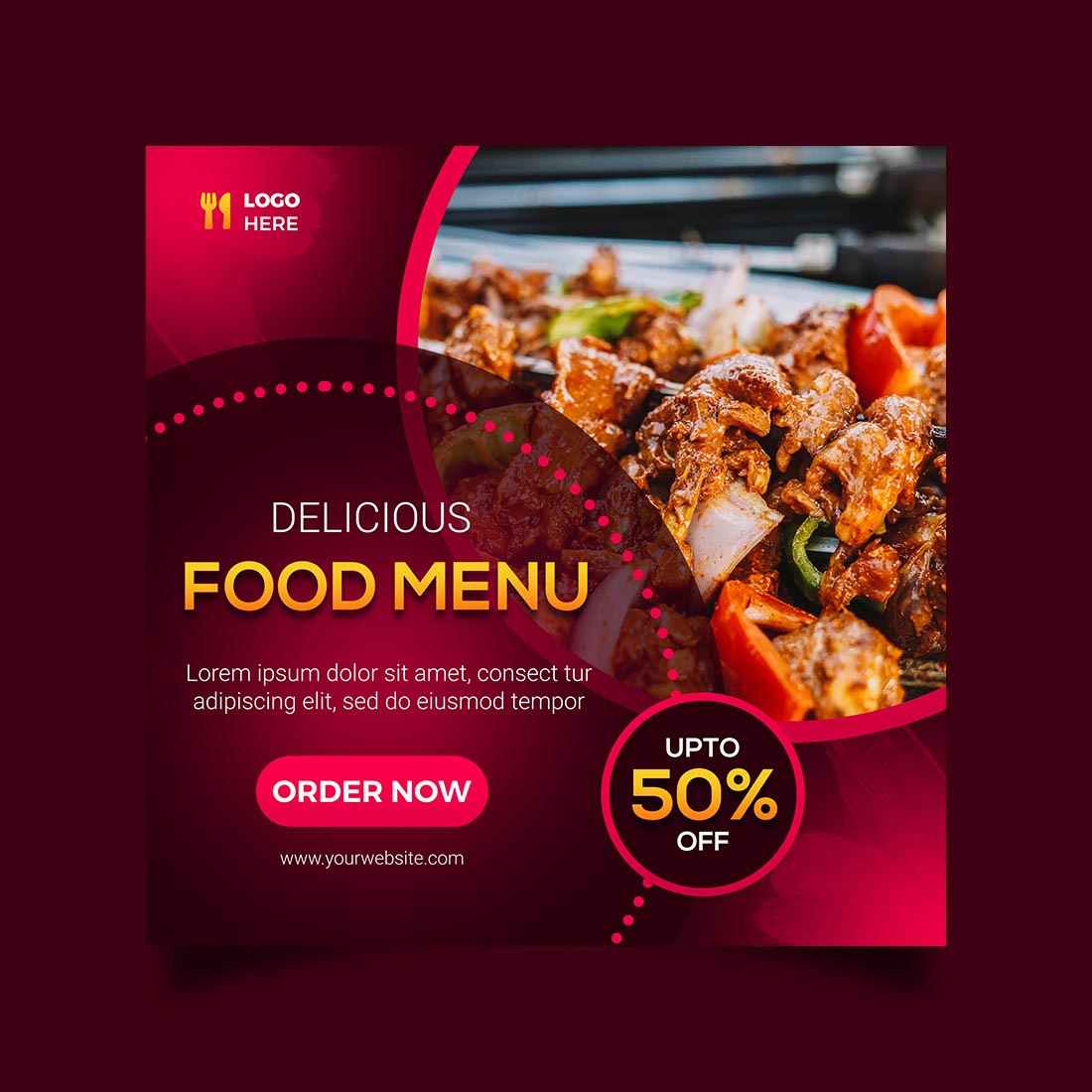 Food social media promotion and instagram banner post design preview image.