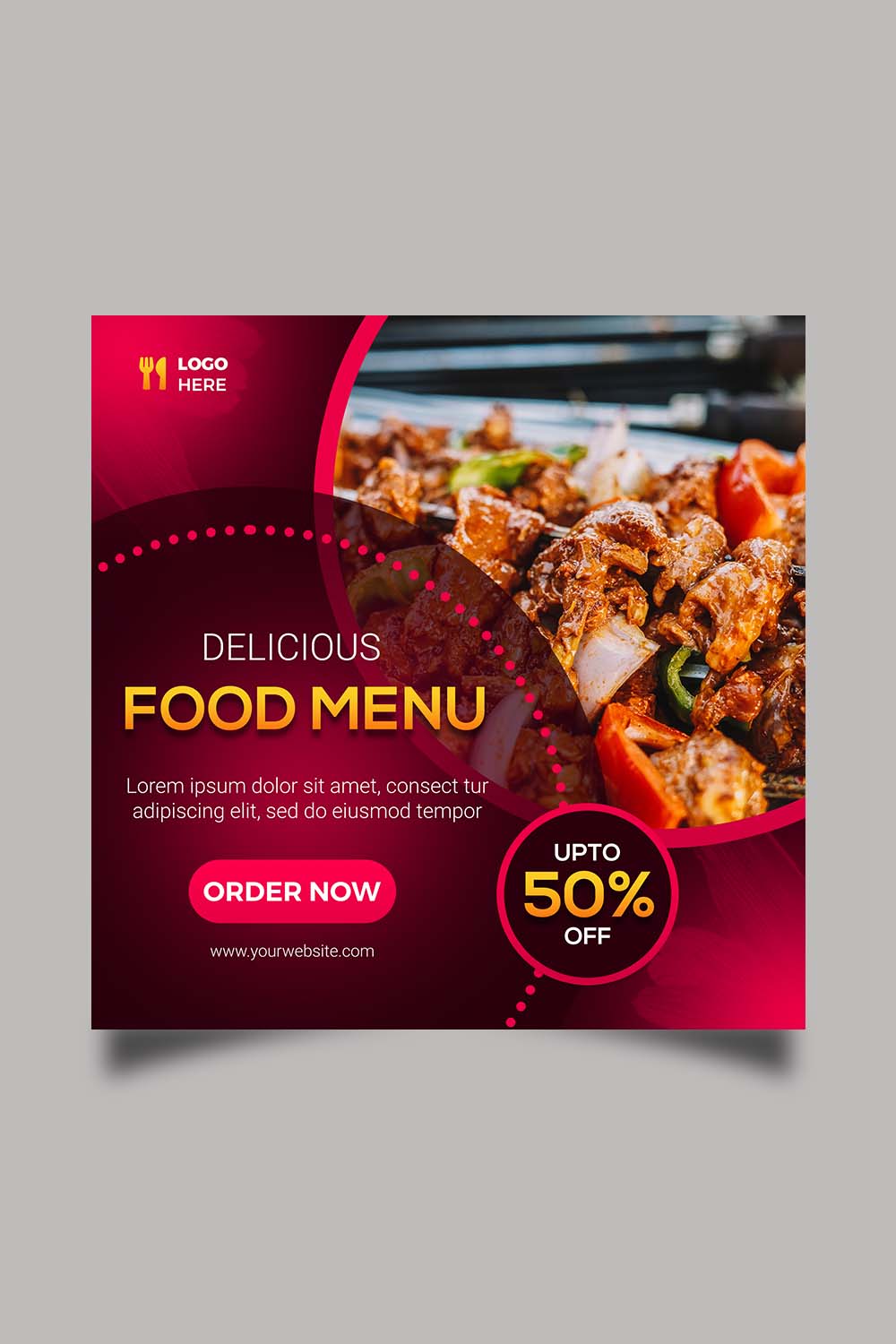 Food social media promotion and instagram banner post design pinterest preview image.