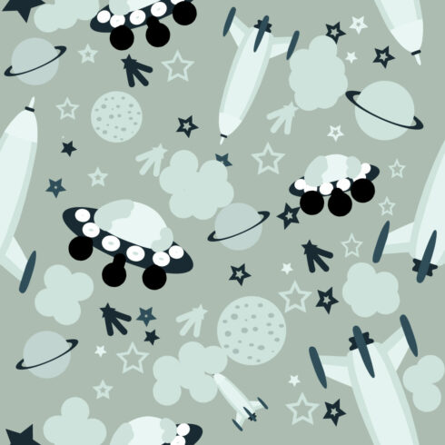 Spaceship Seamless Pattern cover image.
