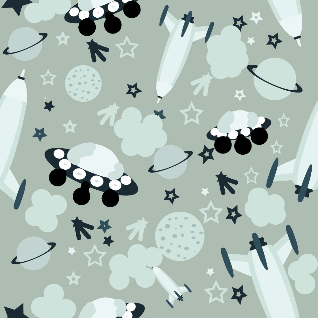 Spaceship Seamless Pattern preview image.