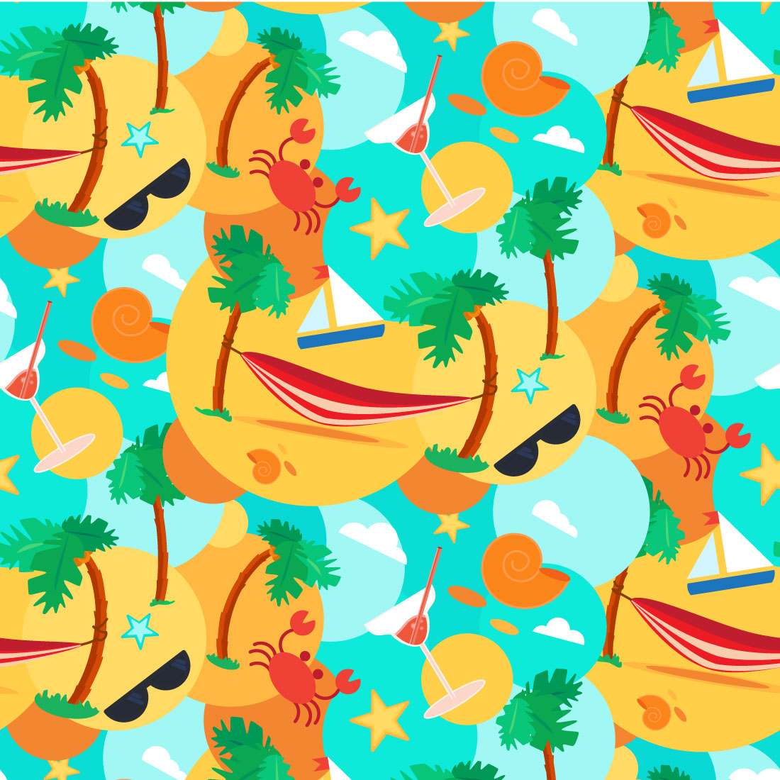Summer Beach Seamless Pattern preview image.
