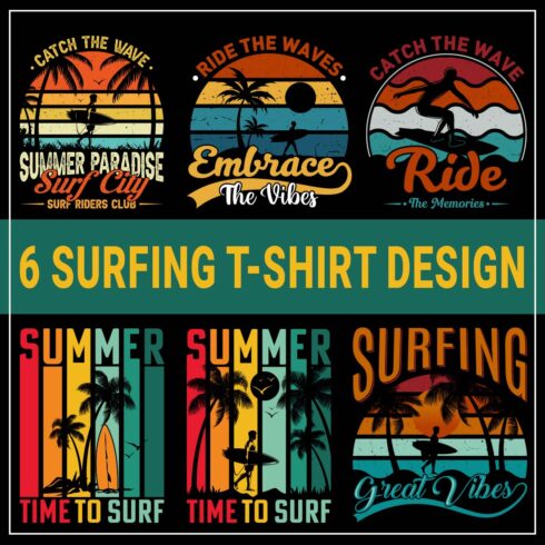 Vintage Surfing T-shirt design | Vintage Sunset | Surfing T-shirt | Sunset T-shirt cover image.