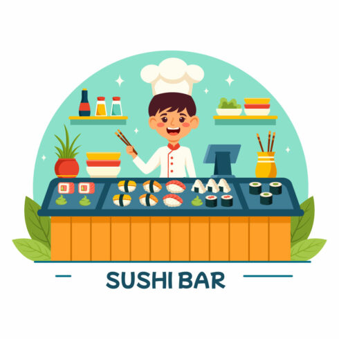 12 Sushi Bar Illustration cover image.