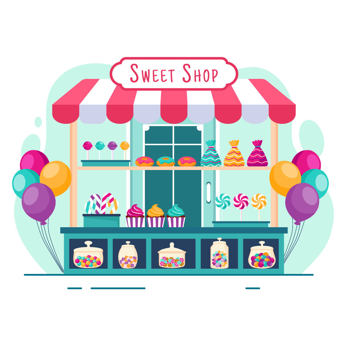 12 Sweet Shop Illustration cover image.