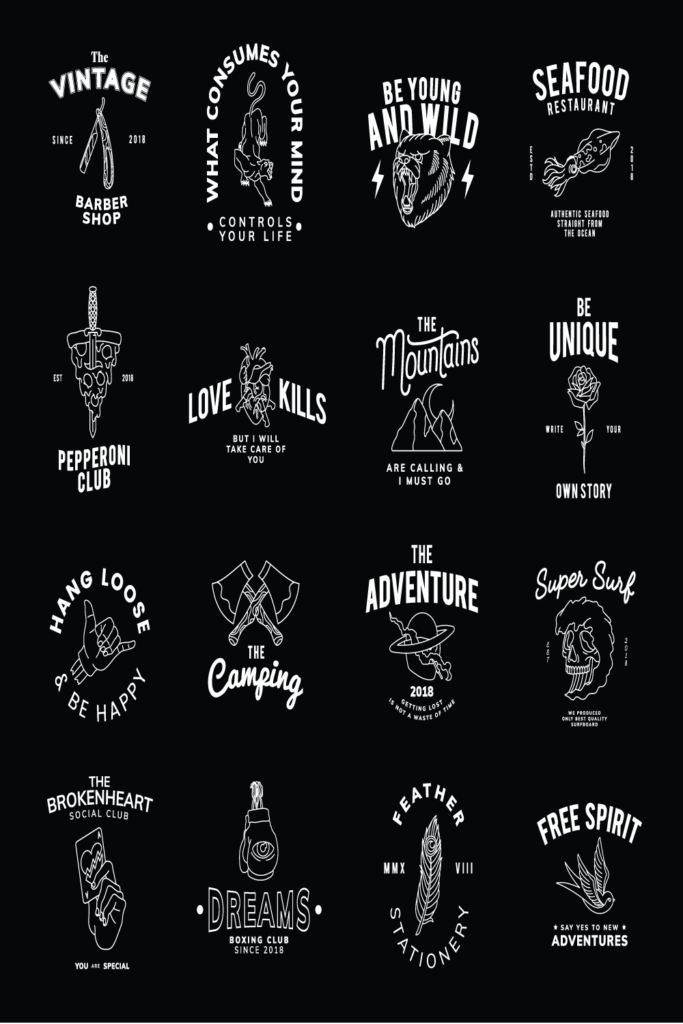 16 unique typography t shirts design and Set of vintage badges design ...