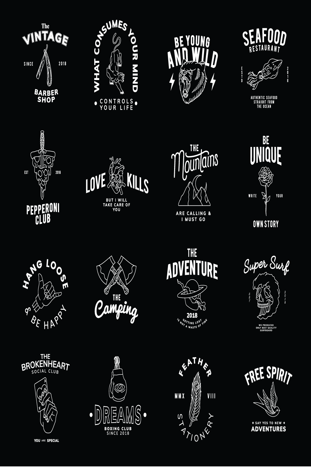 16 unique typography t shirts design and Set of vintage badges design vector 0nly 9 $ pinterest preview image.