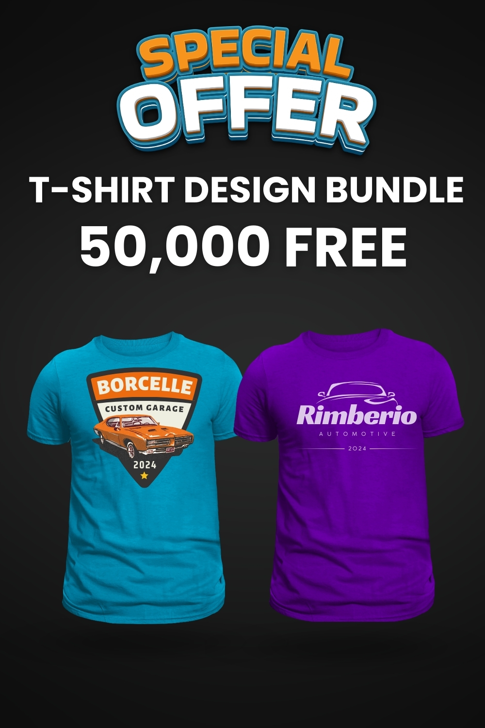 50,000+ Editable T-Shirt Designs Mega Bundle pinterest preview image.