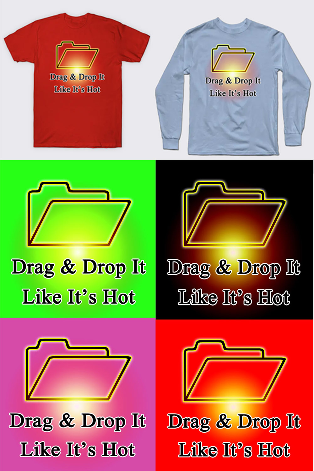 Hot T-Shirt Design: Where You Drag & Drop It Like It's Hot - The Ultimate Collection - 1 Design in PSD & PNG File pinterest preview image.