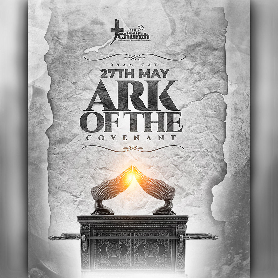 The Ark of the Covenant church flyer preview image.