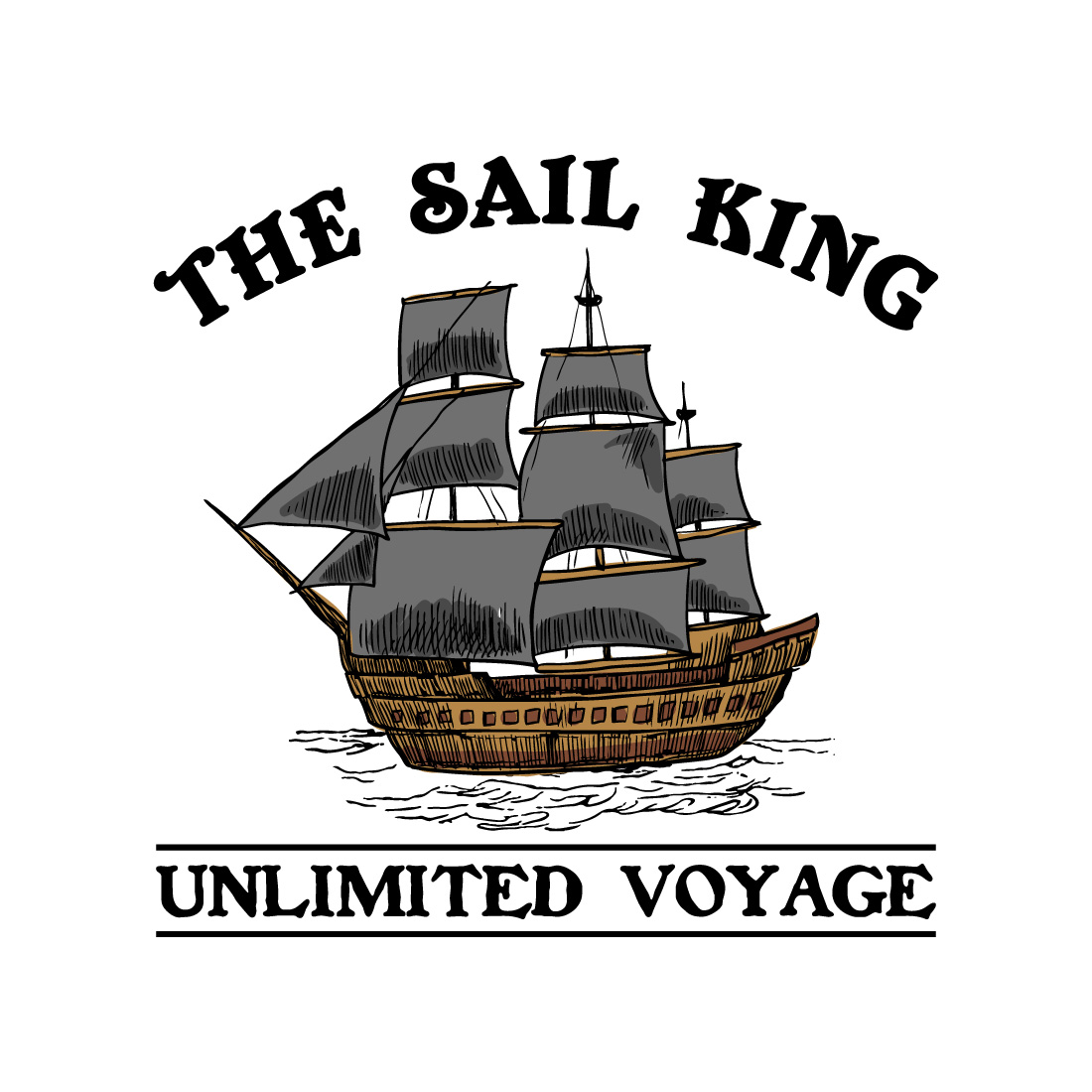 The sail king unlimited voyage tshirt design cover image.