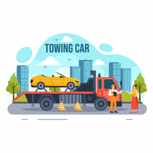 8 Auto Towing Car Illustration cover image.