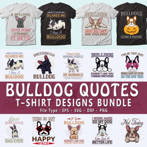 Trendy 20 Bulldog Quotes T-shirt Designs cover image.