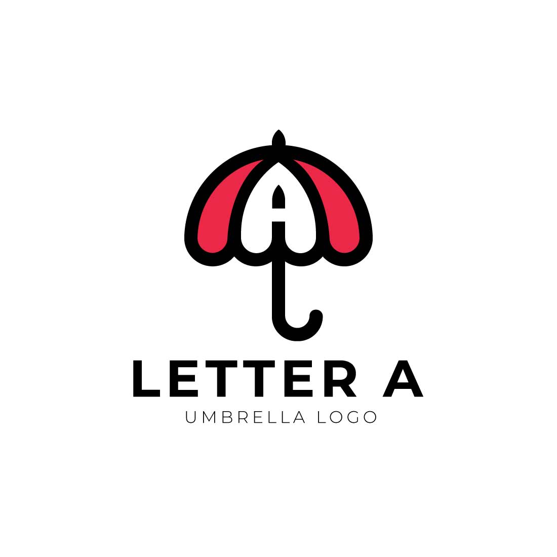 Professional Letter A Umbrella Logo design preview image.