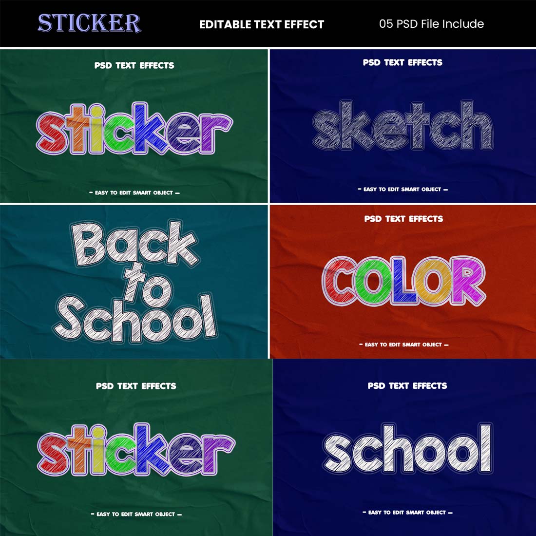 Editable Sticker Text Effect cover image.