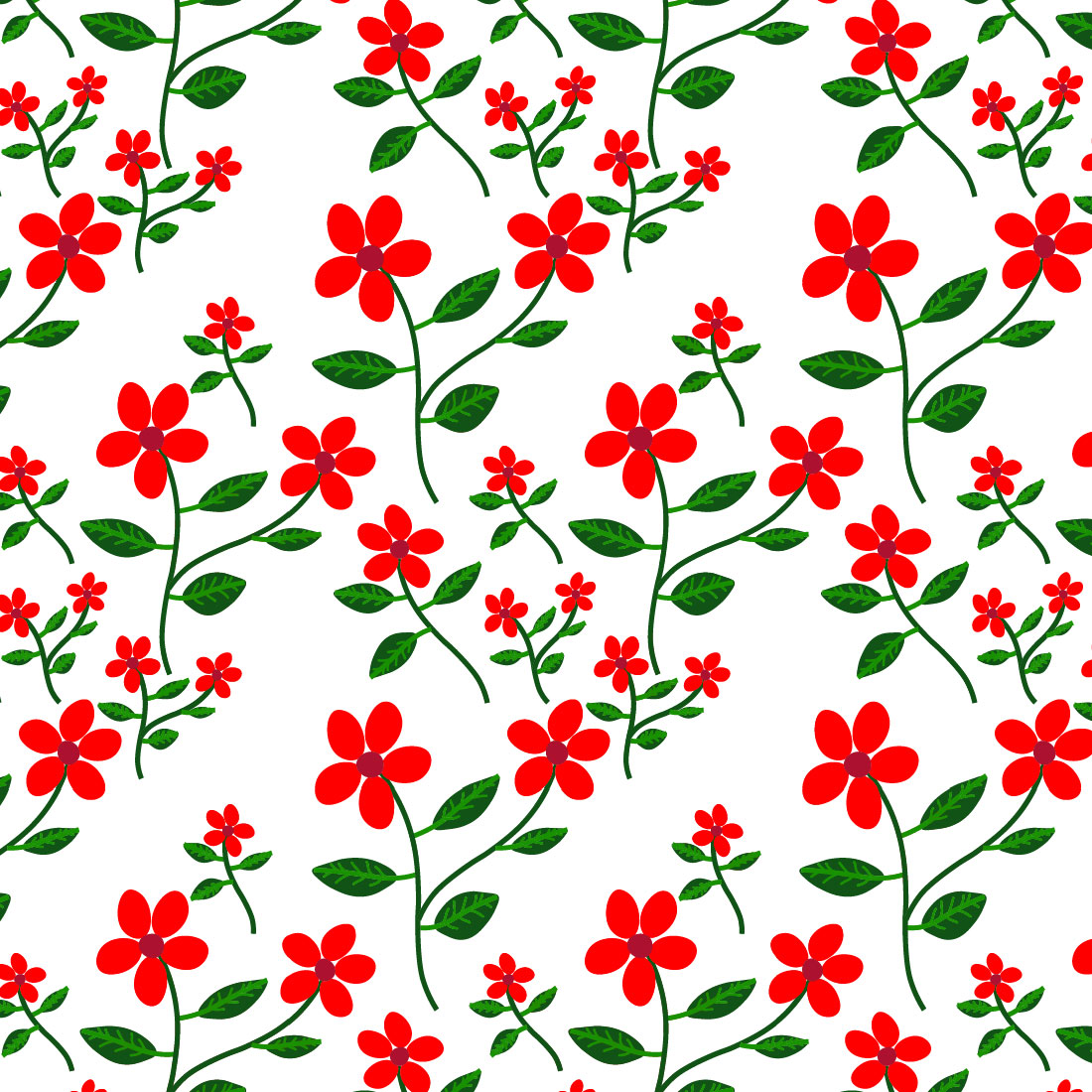 Red flower seamless pattern for fabrics, textile, backgrounds and other multiple designing purposes cover image.