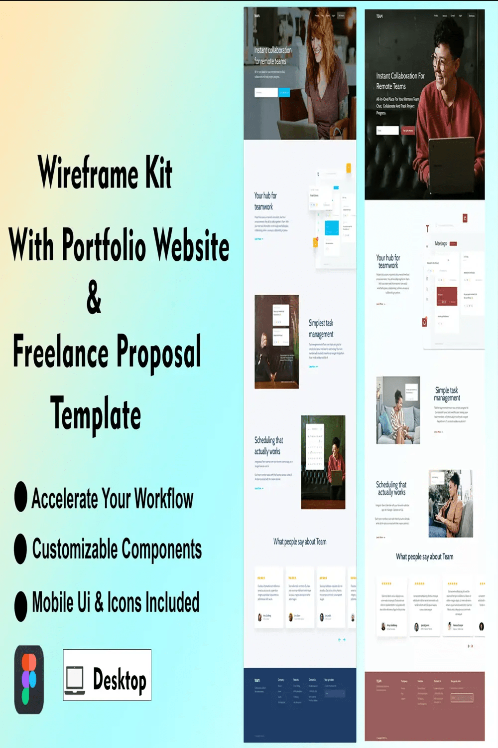 UI/UX Wireframe Kit pinterest preview image.