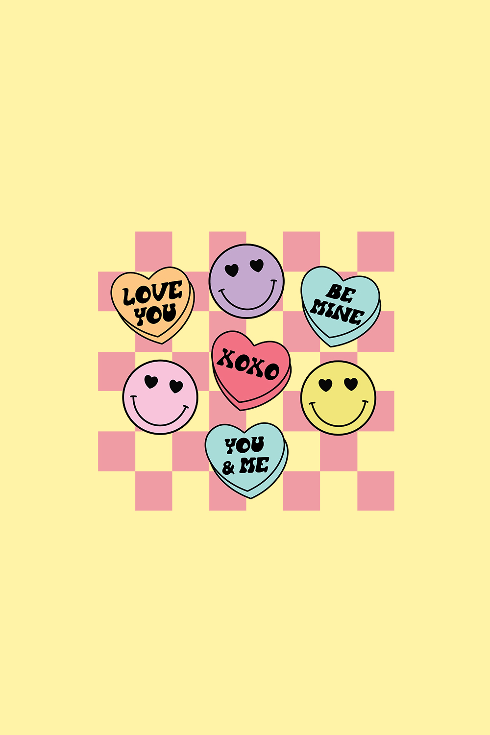 Smiley Candy Hearts svg, Retro valentines svg pinterest preview image.