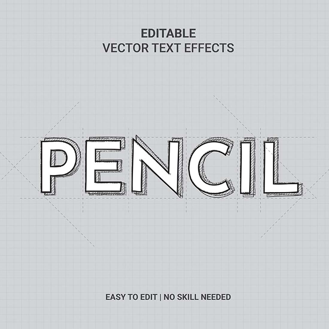 Editable Vector Sketch Text Effect preview image.