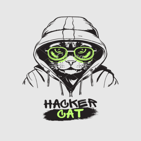 Hacker Cat T-shirt design cover image.