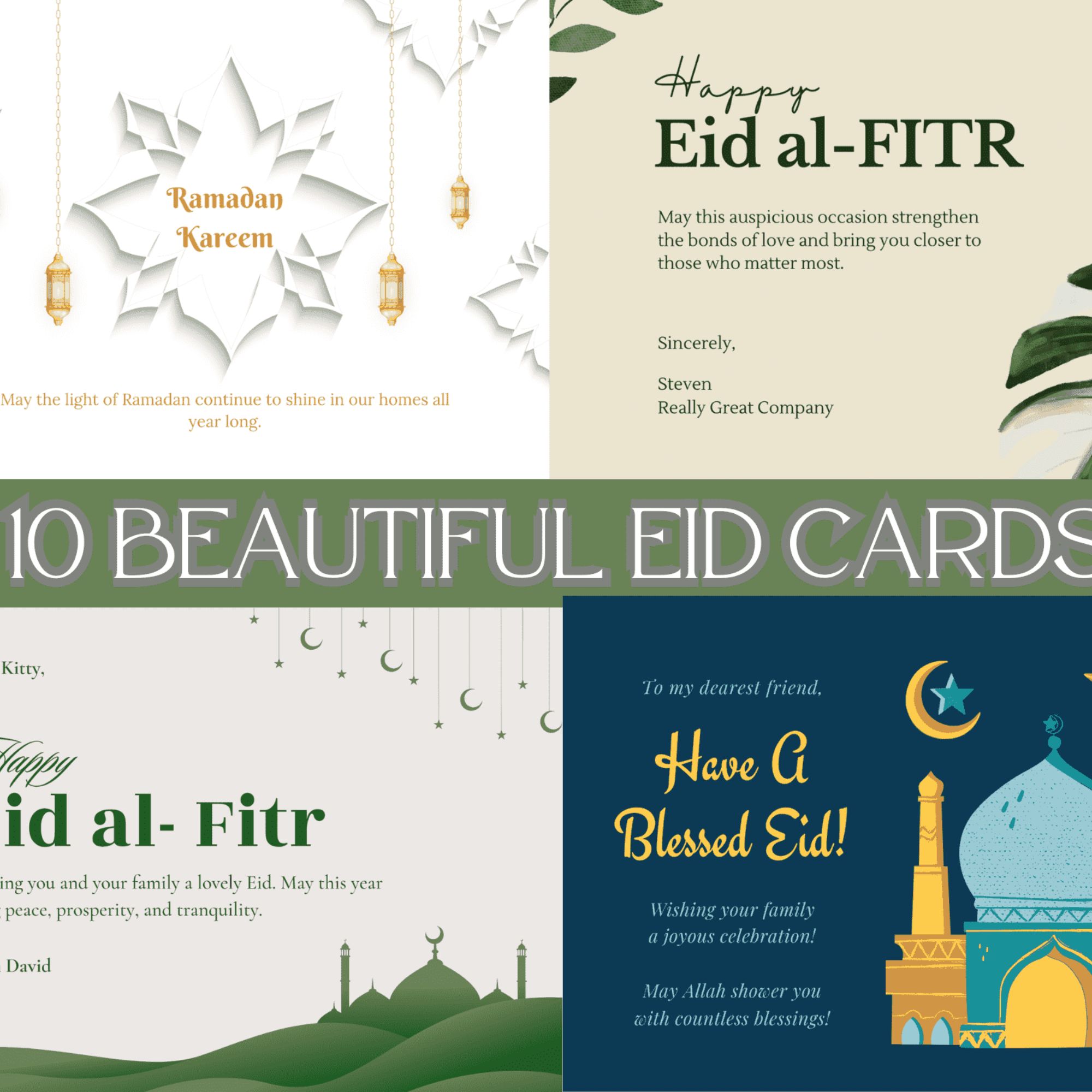 10 Beautiful Eid cards preview image.